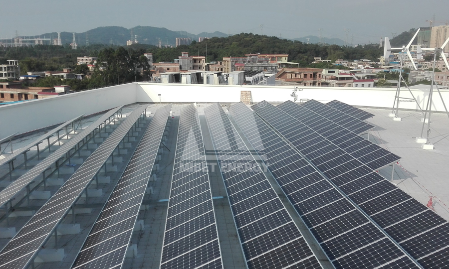 flat roof ballasted rooftop solar racking